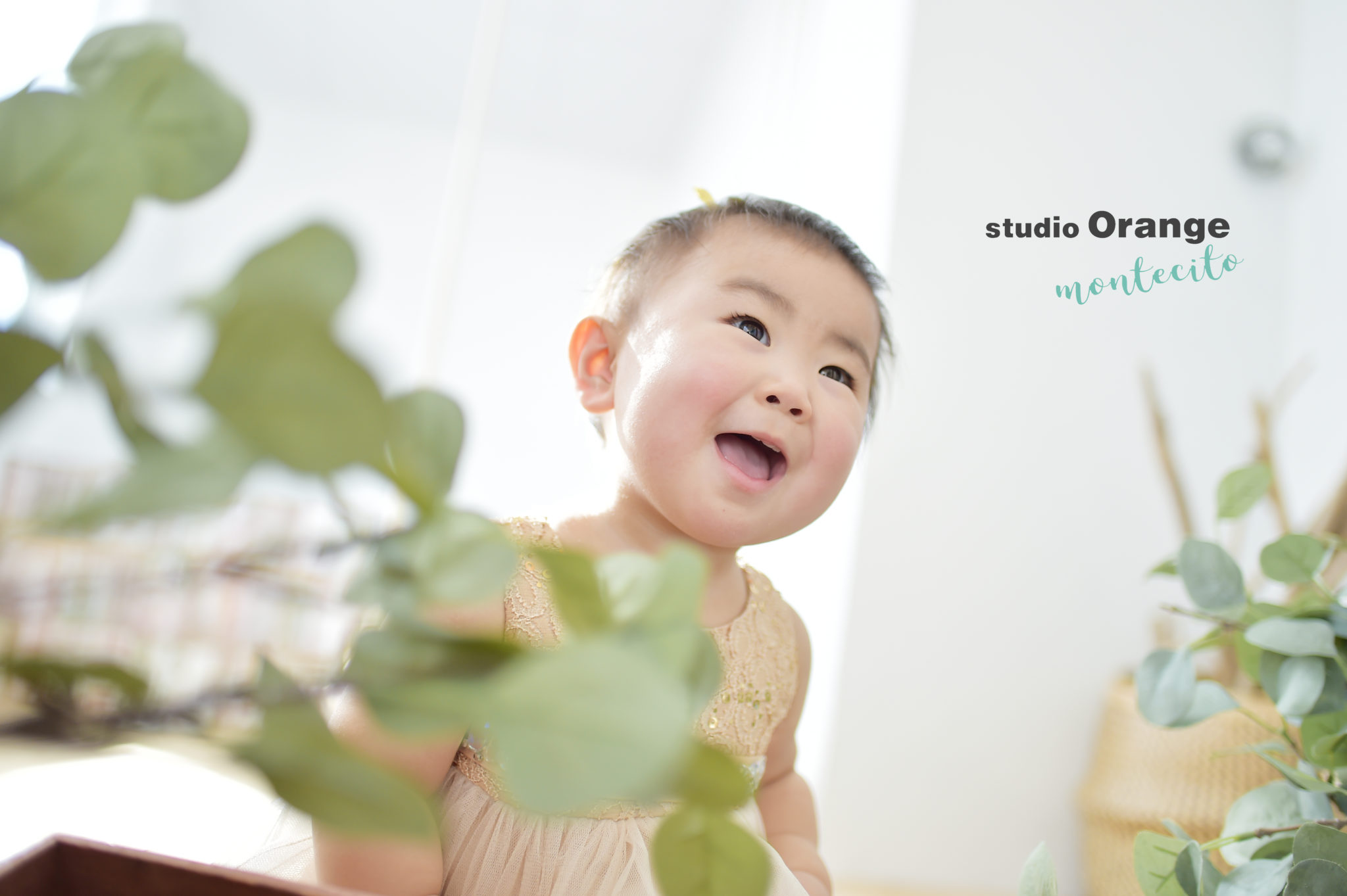 川西市からお誕生日写真で1歳の女の子