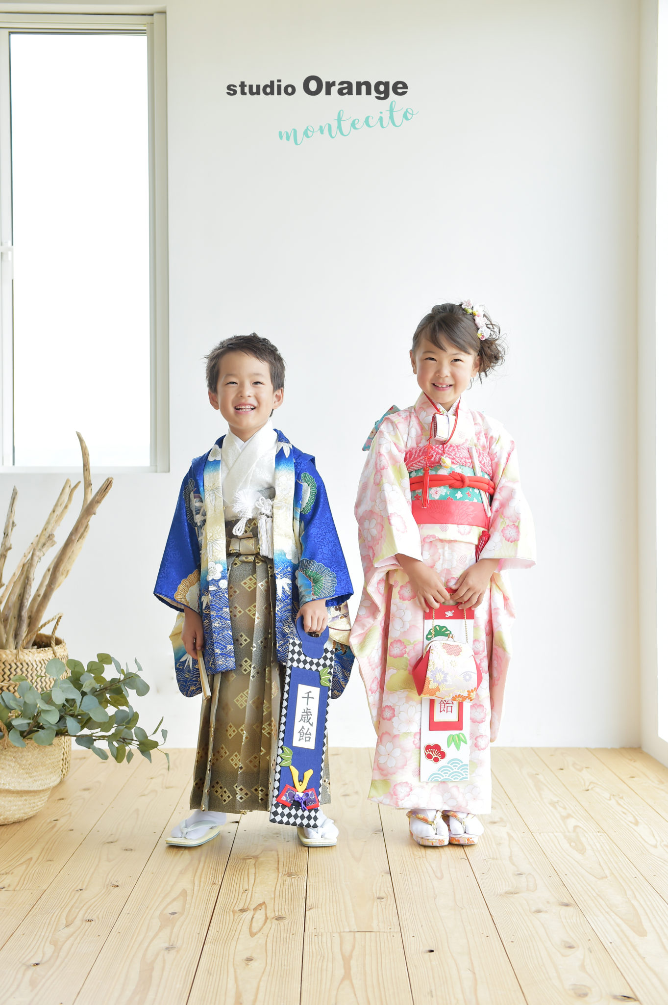 双子の七五三前撮りで宝塚市から