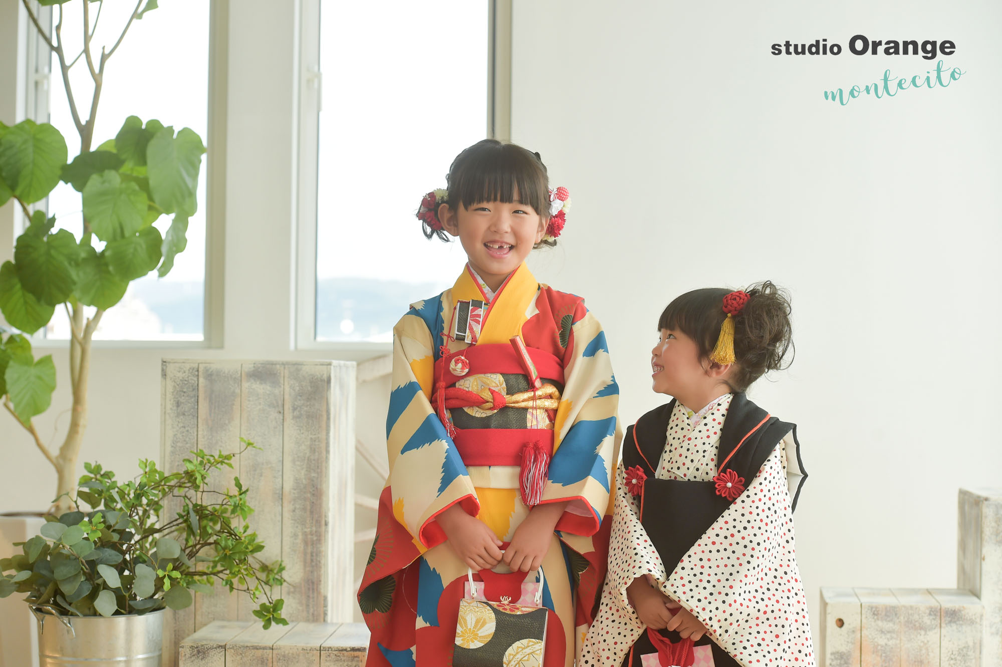七五三の前撮りで3才と7才の姉妹が川西市から