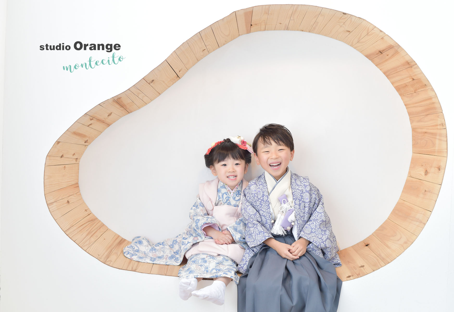 神戸市から兄妹の七五三撮影でオリジナル着物を