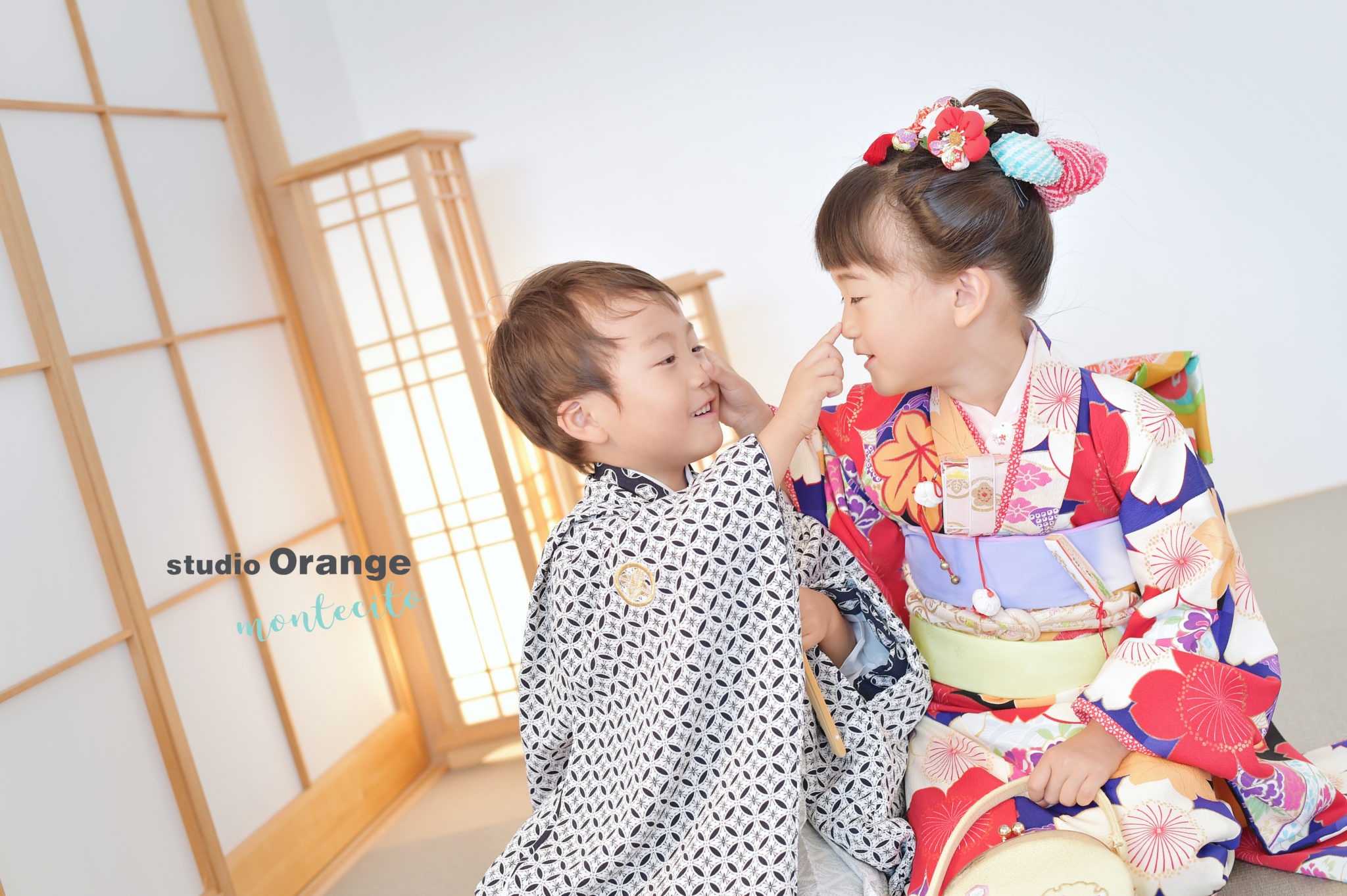 箕面市から７歳女の子と５歳男の子の七五三撮影