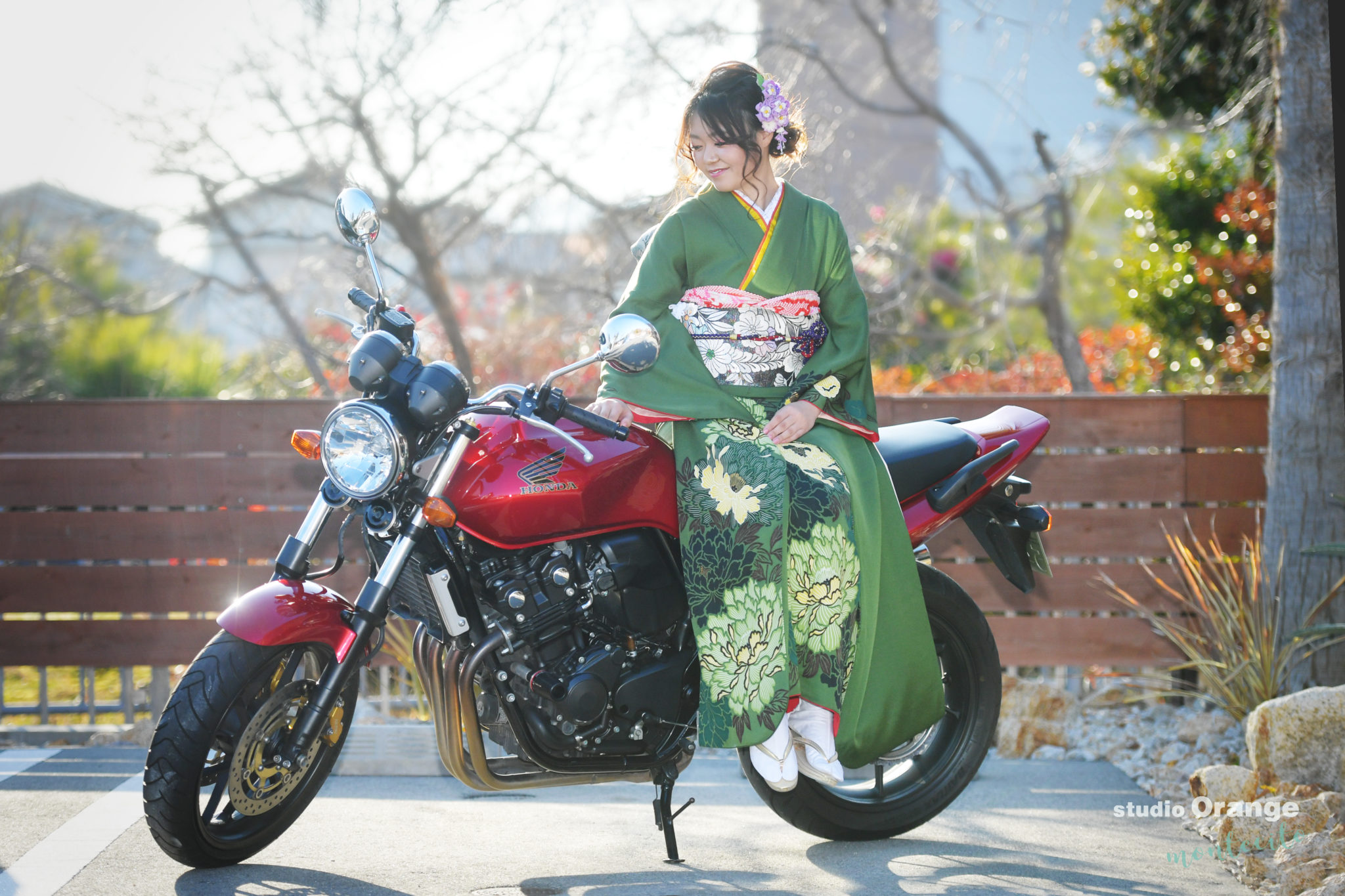 西宮市から愛犬と大切なバイクと一緒に成人式撮影