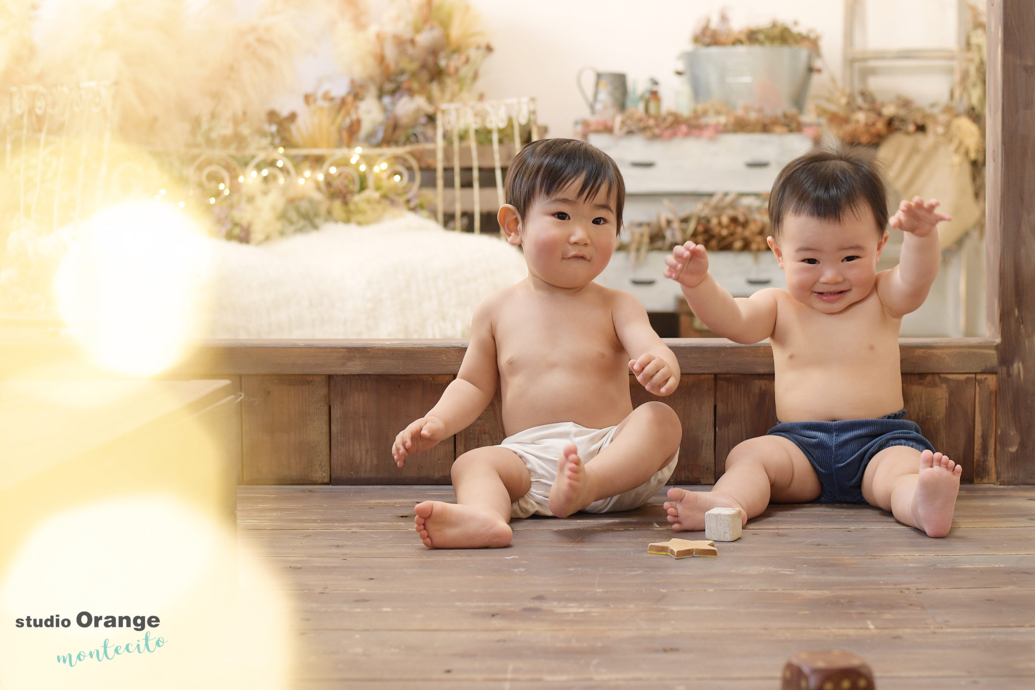 2家族同時にお誕生日撮影、1歳男の子のお誕生日撮影