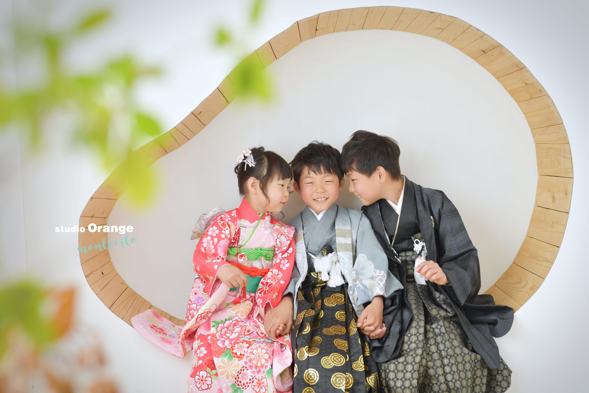 豊能郡から３人兄妹全員で和装を着て七五三撮影