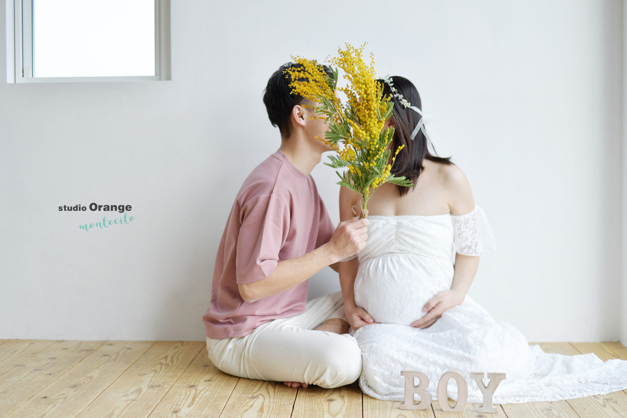 宝塚市からお越しのミモザとカジュアルなマタニティ撮影