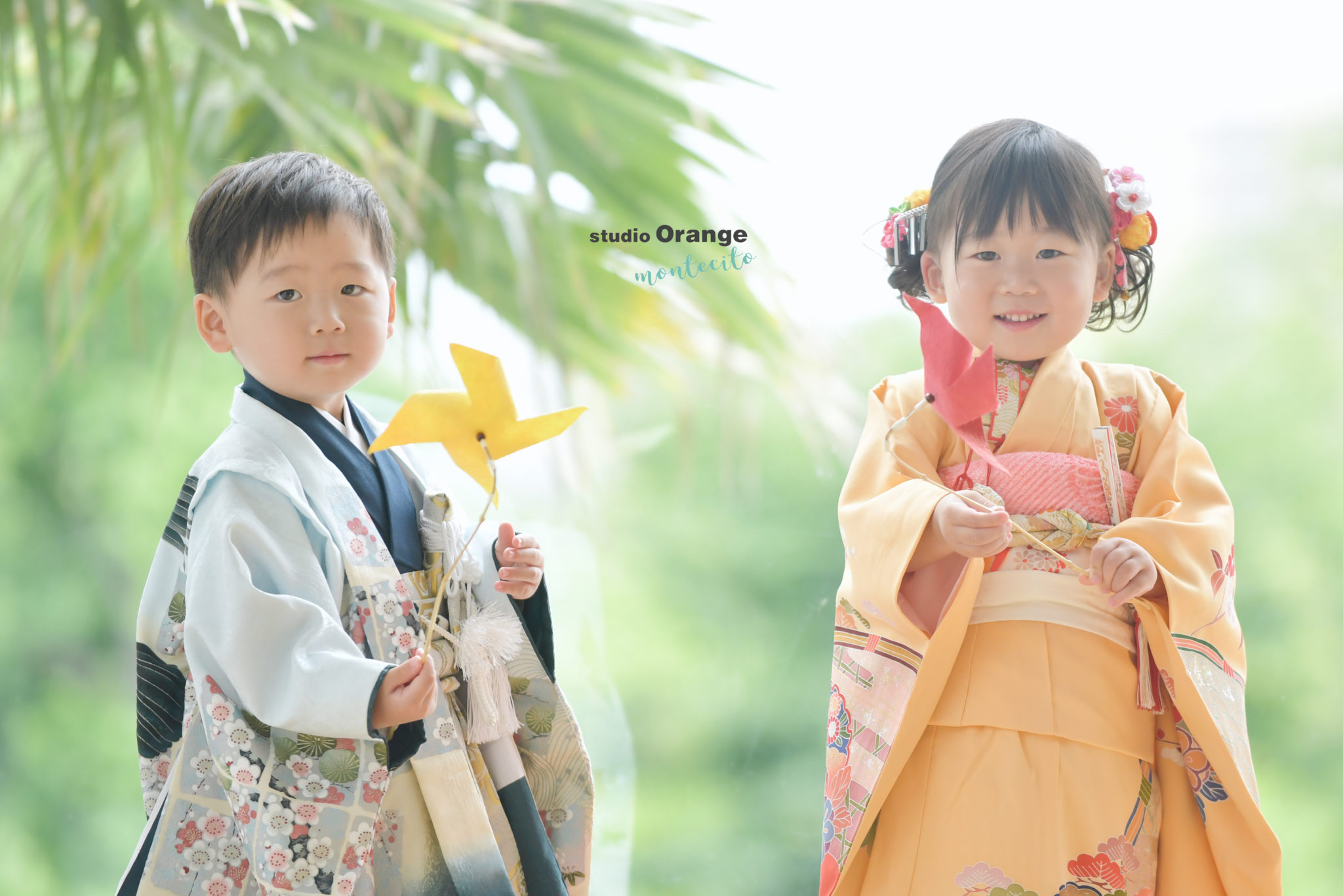 池田市からご来店！男の子と女の子の３歳双子七五三フォト！