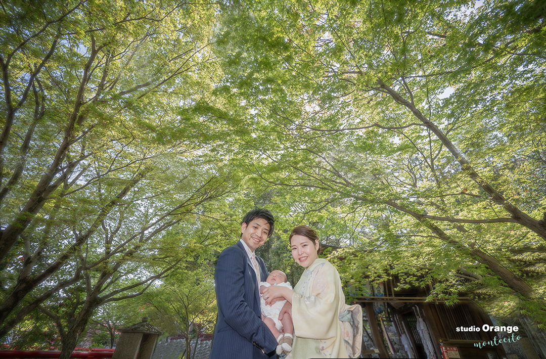 中山寺の新緑で彩るお宮参りロケーション撮影