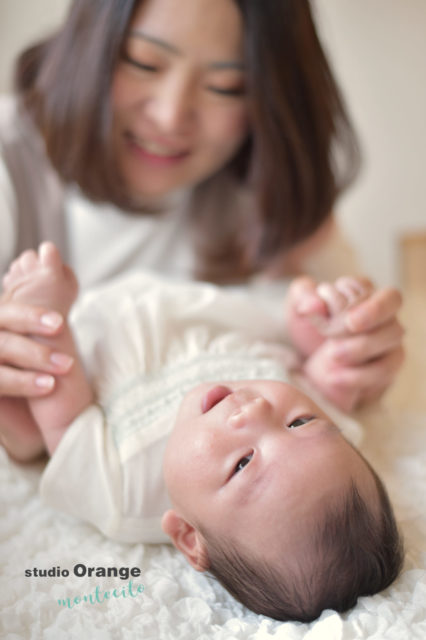 お宮参り　自然な感じ bonpoint　ママとの２ショット