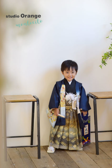 宝塚　七五三　３歳男の子　青の着物