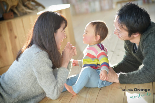 宝塚市　バースデーフォト　1歳　女の子　家族写真