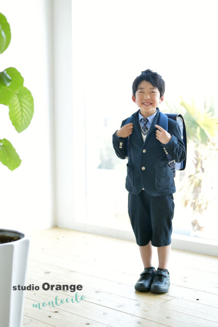 川西市　入学写真　ランドセル　男の子　スーツ