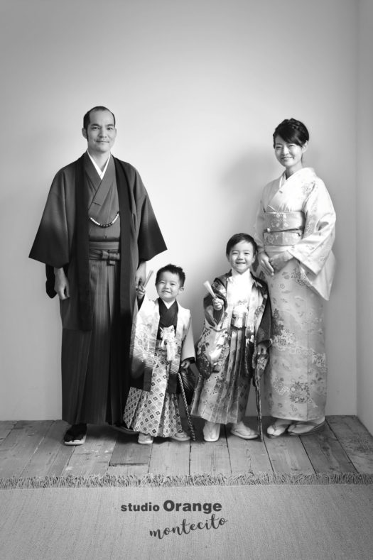 宝塚市　七五三　家族写真　和装　訪問着　羽織袴
