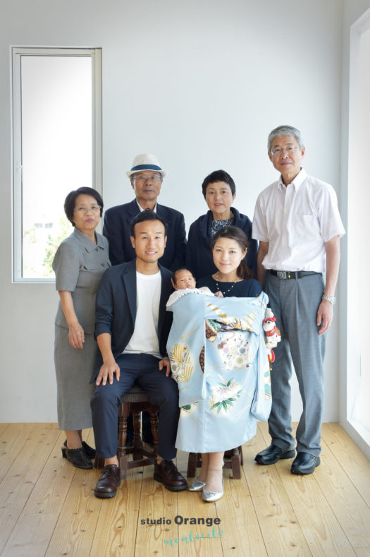 中山寺　お宮参り　男の子　水色の初着