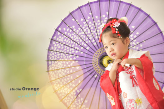 3歳の女の子が日本髪で中山寺へ七五三詣り 宝塚市の写真館スタジオオレンジ モンテシート