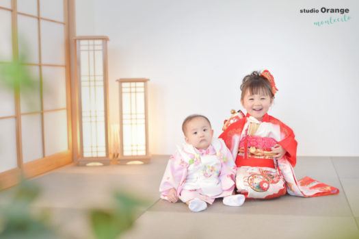 宝塚市　七五三　写真館　スタジオオレンジモンテシート　手結び帯　３歳女の子