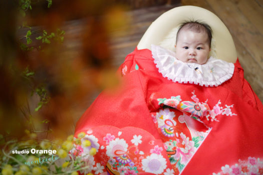 伊丹市　お宮参り　中山寺お参り　初着　写真館　フォトスタジオ　写真館　スタジオオレンジモンテシート