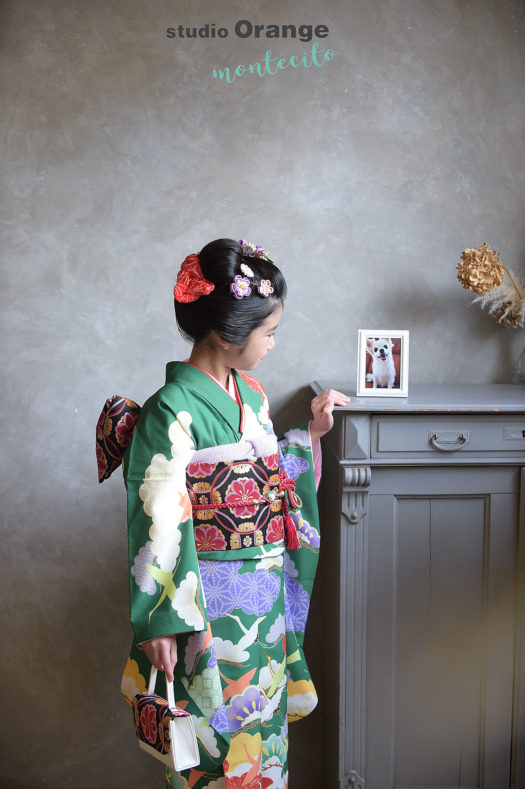尼崎市　1/2成人式　二分の一成人式　日本髪　スタジオ着物