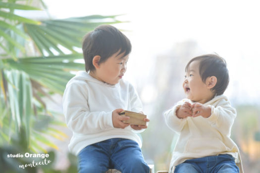 宝塚市　写真館　お誕生日　兄弟　男の子