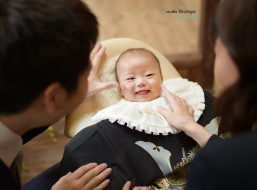 お宮参り　家族写真　着物　お祝い着　初着　男の子　中山寺