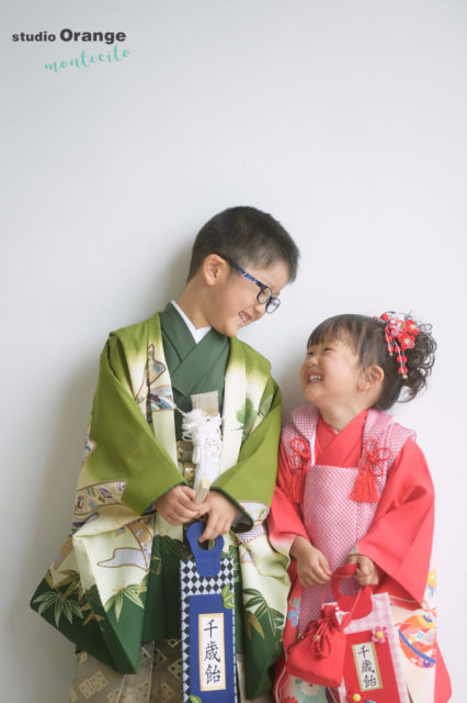 宝塚市　七五三　３歳女の子　５歳男の子　着物　和装