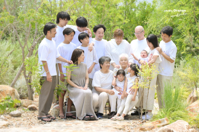 家族撮影　家族写真　ガーデンフォト　米寿のお祝い