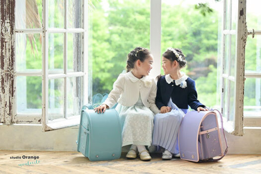 宝塚市6歳双子の女の子入学撮影