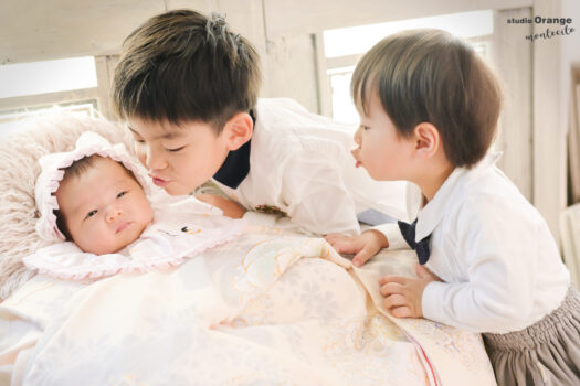 お宮参り　宝塚市写真館　お祝い着