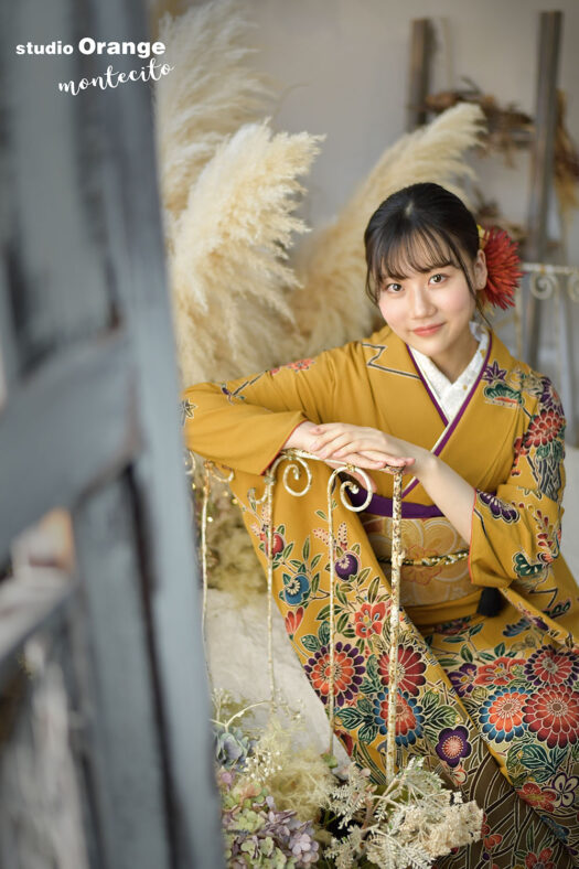 振袖で成人式撮影