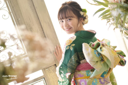 振袖で成人式撮影