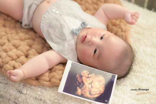 お宮参り撮影　エコー写真　はだかんぼう　宝塚市　写真館