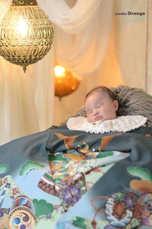 お宮参り撮影　お祝い着　初着　宝塚市　写真館