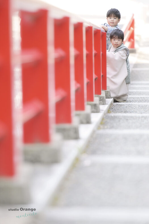 3歳男の子と5歳男の子の中山寺ロケーション七五三撮影